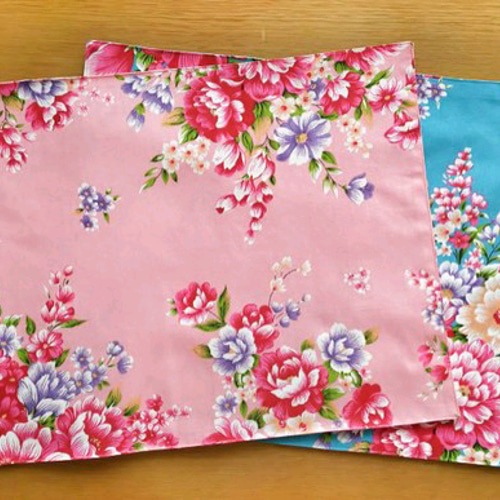 台湾花布のランチョンマット2枚セットピンク＆ブルー ランチョン