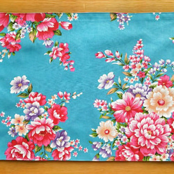 台湾花布のランチョンマット２枚セットピンク＆ブルー 3枚目の画像