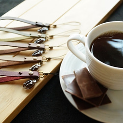 コーヒーストラップ 本物コーヒー豆 コーヒー豆 携帯ストラップ ストラップ キーリング バレンタインデー ギフト 2枚目の画像