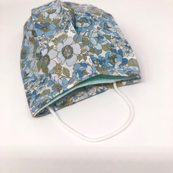 棉口罩套-山茶花(淺藍色) 第3張的照片