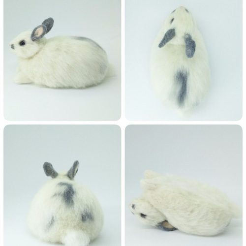 羊毛フェルト#うさぎの赤ちゃん(ブロークン・グレー) 羊毛フェルト