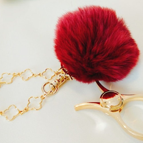 ラビットファーボール付グローブホルダー バッグチャーム Jewelish 