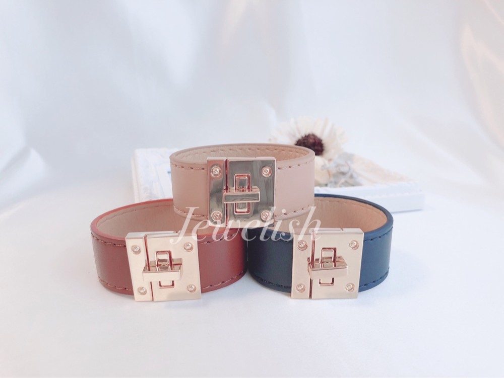 ゴールドバックル レザーブレスレット ブレスレット Jewelish