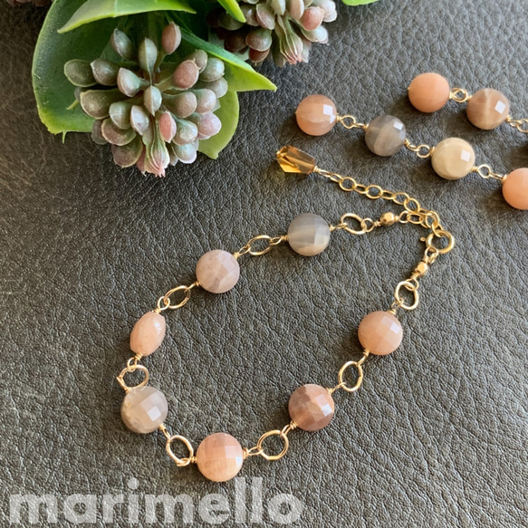 14kgf*マルチカラームーンストーンのブレスレット／天然石