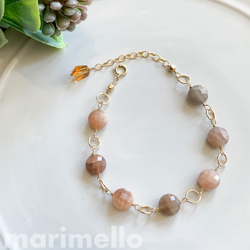 14kgf*マルチカラームーンストーンのブレスレット／天然石