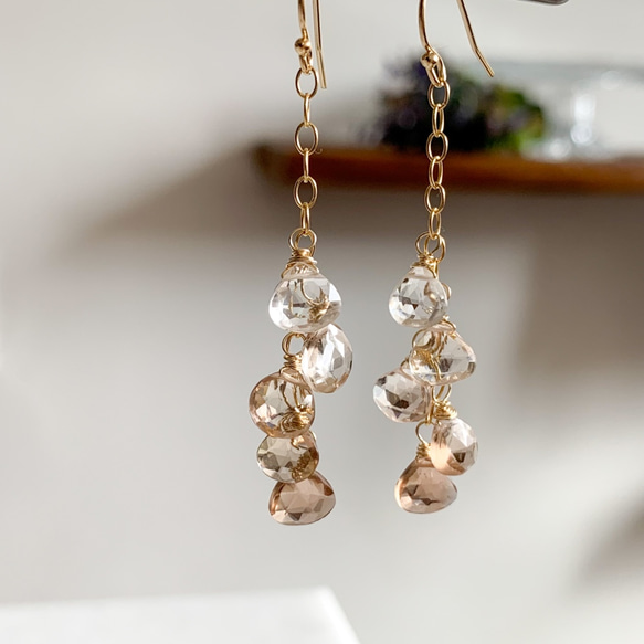 Renewal * 14kgf * Imperial Topaz Gradation Earrings / Earrings * 第2張的照片