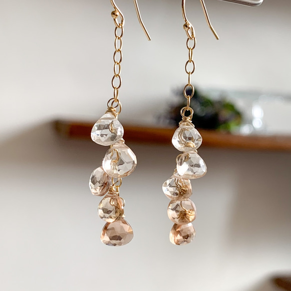 Renewal * 14kgf * Imperial Topaz Gradation Earrings / Earrings * 第1張的照片