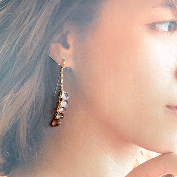 Renewal * 14kgf * Imperial Topaz Gradation Earrings / Earrings * 第5張的照片