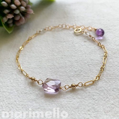 再販*14kgf*アメトリンの一粒ブレスレット／天然石 ブレスレット 