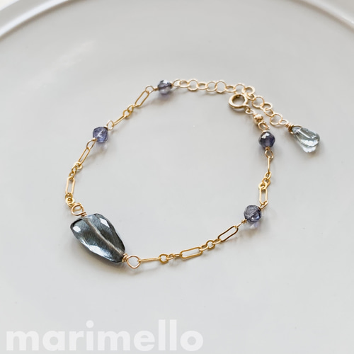 14kgfアクアマリンサンストーンブレスレット 14kgf】空色アクアマリンブレスレット | iichi 日々の暮らしを心地よく