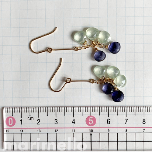 14kgf*プレナイトとアイオライトのピアス／イヤリング*天然石 ピアス