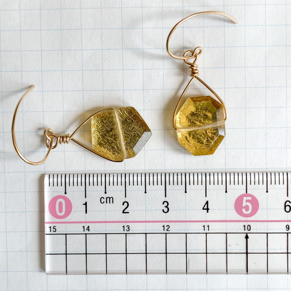 14kgf * 22K金箔水晶簡單線狀耳環/耳環* 第7張的照片
