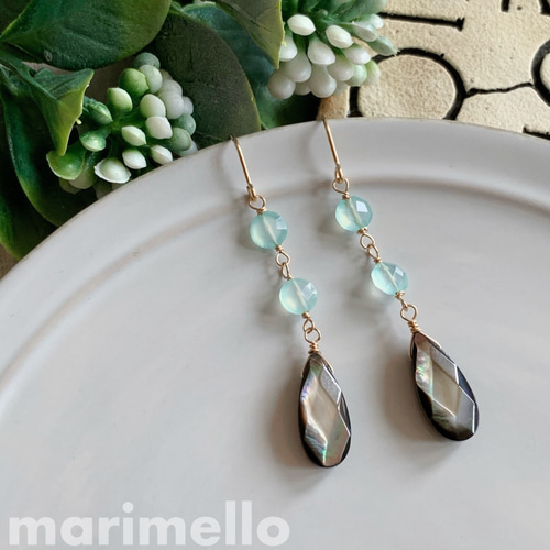 断捨離中ページ》14Kgf❩ モザイクブルーシェルのピアスチャーム