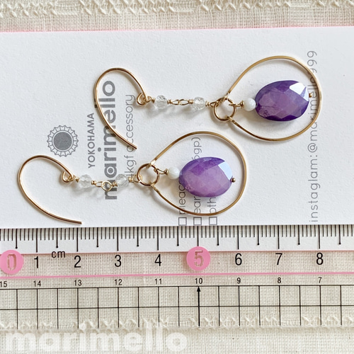 14kgf*天然石／コーティングムーンストーンのオリエンタルピアス