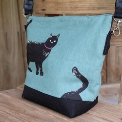 ★ 黒猫ショルダーバッグ-布バッグ♪★ 2枚目の画像