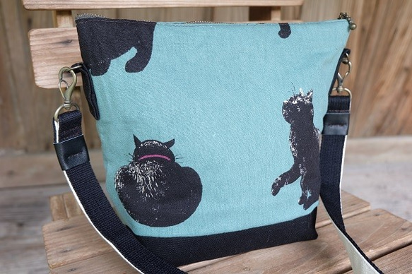 ★ 黒猫ショルダーバッグ-布バッグ♪★ 4枚目の画像