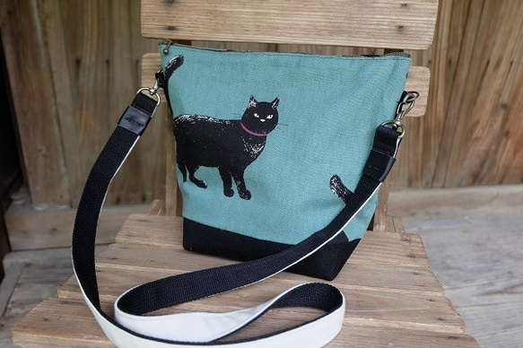 ★ 黒猫ショルダーバッグ-布バッグ♪★ 6枚目の画像