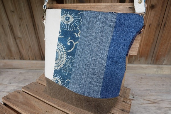 ☆ 本藍染め-帆布-デニム 布バッグ♪☆ 2枚目の画像