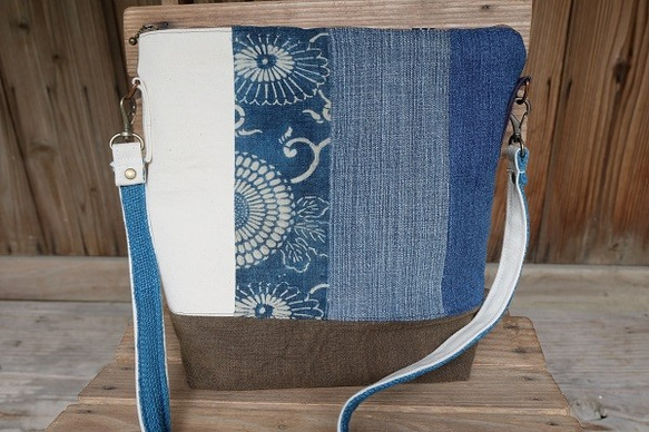 ☆ 本藍染め-帆布-デニム 布バッグ♪☆ 3枚目の画像