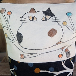 ★ 手描き猫ショルダーバッグ-布バッグ♪Ⅰ 2枚目の画像