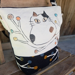 ★ 手描き猫ショルダーバッグ-布バッグ♪Ⅰ 3枚目の画像