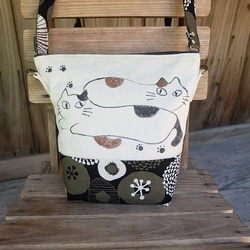 ★ 手描き猫ショルダーバッグ-布バッグ♪Ⅱ 1枚目の画像