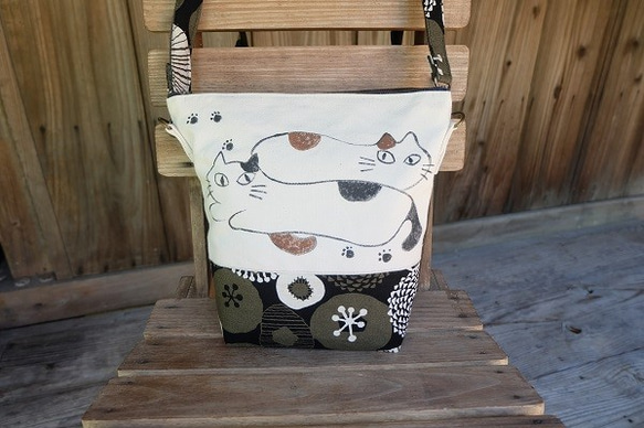 ★ 手描き猫ショルダーバッグ-布バッグ♪Ⅱ 1枚目の画像