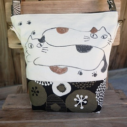 ★ 手描き猫ショルダーバッグ-布バッグ♪Ⅱ 2枚目の画像