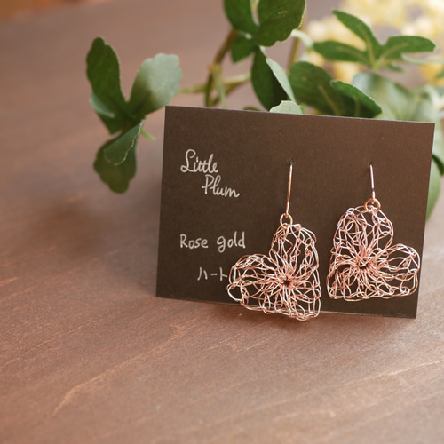 ワイヤーで編んだ ハートのピアス ピアス（フック・チェーン） Little  