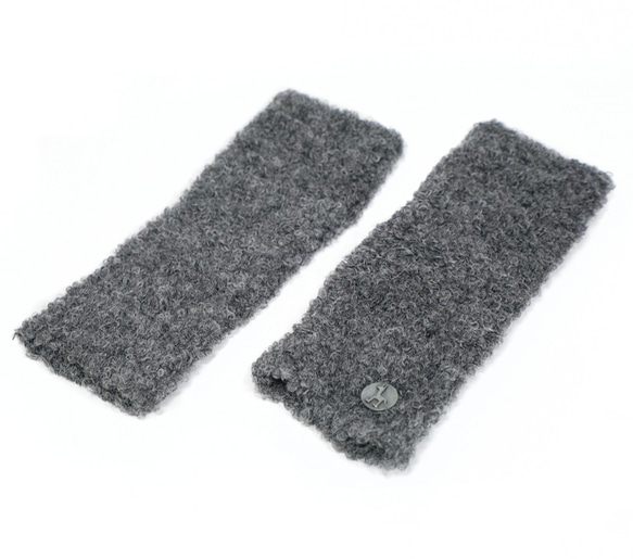 「alpaca boucle handwarmer」 size : F　color : グレー　アルパカニット 1枚目の画像