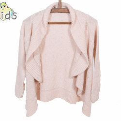 ベビーアルパカ100％　Kidsジャケット風カーディガン「フロール」 color : シェルピンク 1枚目の画像