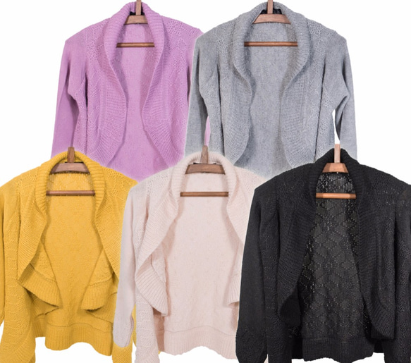 ベビーアルパカ100％　Kidsジャケット風カーディガン「フロール」 color : シェルピンク 3枚目の画像