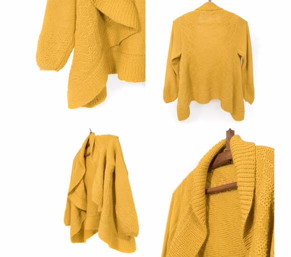 ベビーアルパカ100％　Kidsジャケット風カーディガン「フロール」 color : シェルピンク 4枚目の画像