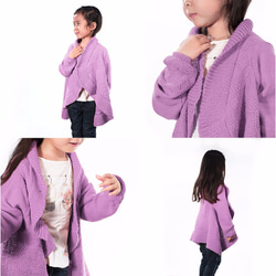 ベビーアルパカ100％　Kidsジャケット風カーディガン「フロール」 color : シェルピンク 5枚目の画像