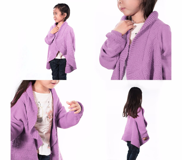 ベビーアルパカ100％　Kidsジャケット風カーディガン「フロール」 color : シェルピンク 5枚目の画像