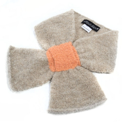 アルパカ「ribbon scarf T boucle」 size : L　color : ベージュ＆サーモンピンク 5枚目の画像