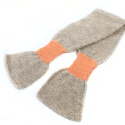 アルパカ「ribbon scarf T boucle」 size : L　color : ベージュ＆サーモンピンク 6枚目の画像