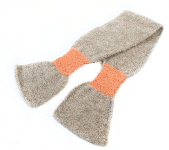 アルパカ「ribbon scarf T boucle」 size : L　color : ベージュ＆サーモンピンク 6枚目の画像