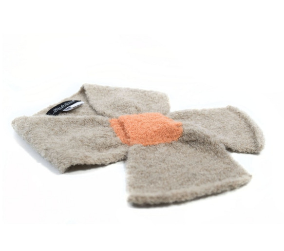 アルパカ「ribbon scarf T boucle」 size : L　color : ベージュ＆サーモンピンク 7枚目の画像