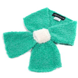 アルパカ「ribbon scarf T boucle」 size : L　color : エメラルドグリーン＆アイボリー 5枚目の画像