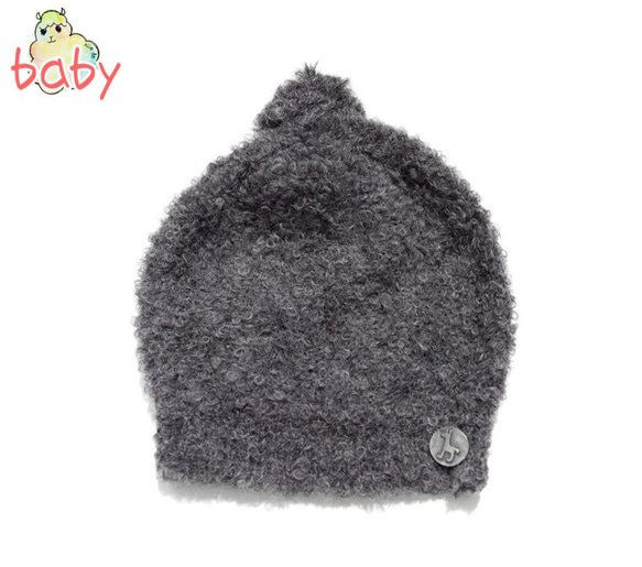 「alpaca boucle Knit cap」 size : baby F　color : グレー 1枚目の画像