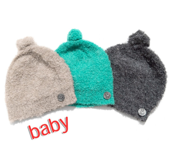 「alpaca boucle Knit cap」 size : baby F　color : グレー 2枚目の画像