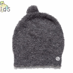 「alpaca boucle Knit cap」 size : kids F　color : グレー 1枚目の画像