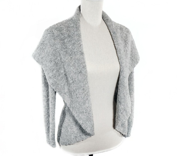 「rosa」 size : M color : ライトグレー　羽織タイプのアルパカニットカーディガン 4枚目の画像