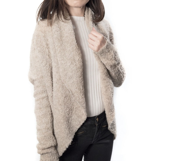 「rosa」 size : M color : ライトグレー　羽織タイプのアルパカニットカーディガン 6枚目の画像