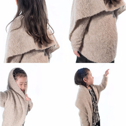 ◆ 在庫なし アルパカブークレー kidsサイズ羽織カーディガン「ロサ」（ ボタンなし） color : ライトグレー 5枚目の画像