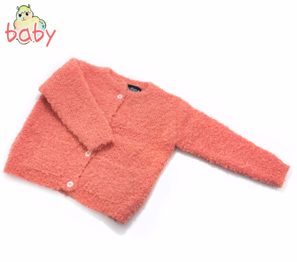 アルパカ babyニット「ロリポップ」size : baby 1 color : サーモンピンク 1枚目の画像
