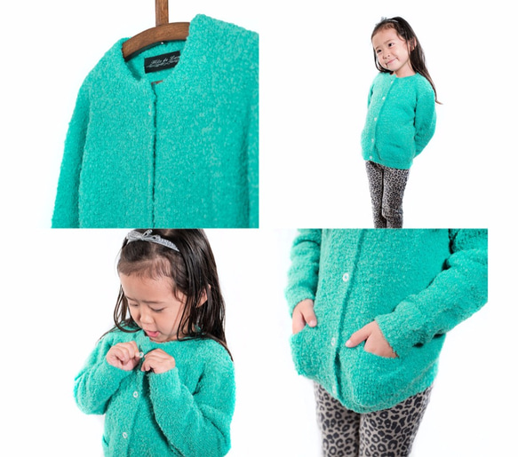 アルパカ kidsニット「ロリポップ」size : 6歳 color : エメラルドグリーン 4枚目の画像