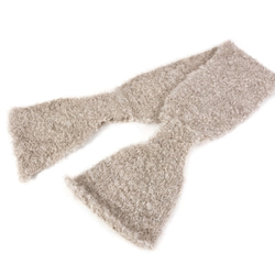 アルパカブークレー リボンマフラー「ribbon scarf boucle」 size : L　color :ベージュ 3枚目の画像