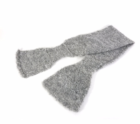 羊駝花束絲帶圍巾尺寸：L顏色：淺灰色 第3張的照片